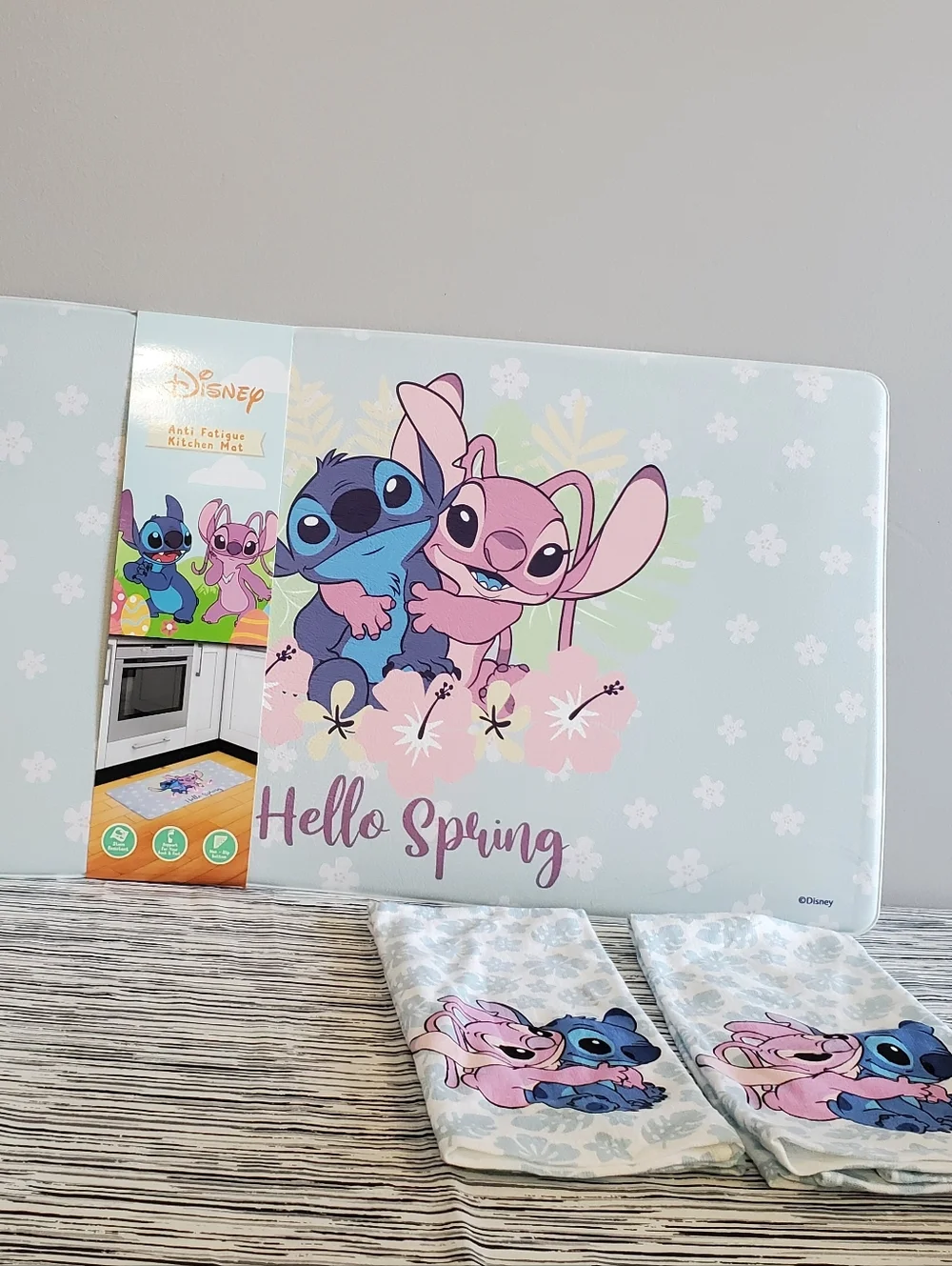 Disney Stitch & Angel Kitchen Set with 2 Towels, Tabletop Clock, and Floor Mat - Picture 7 of 8